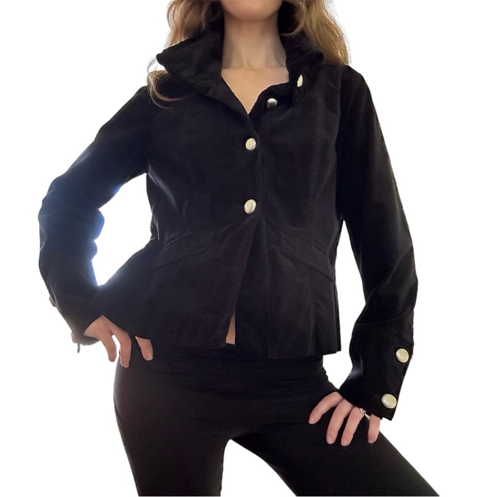 Michael Kors Black Velvet Jacket & Pants Set